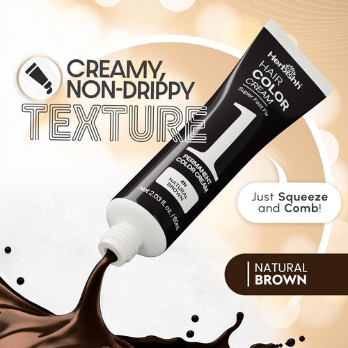 Herbishh 1-Minute Korean Hair Dye Cream - Ammonia-Free Natural Brown for Gray Coverage | 2.03 fl oz Each