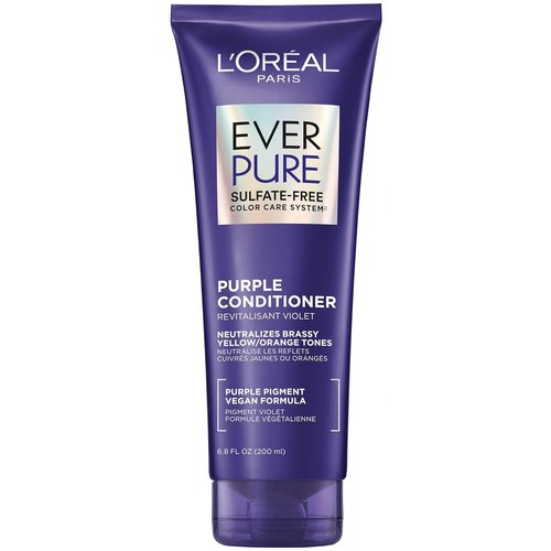 L’Oreal Paris EverPure Sulfate-Free Purple Conditioner - Tones Brass for Blonde & Silver Hair | 6.8 Fl Oz