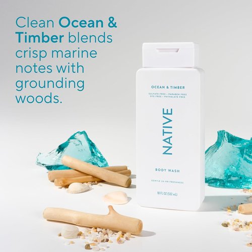Native Body Wash - Naturally Derived Ingredients for Soft, Hydrated Skin | Ocean & Timber, 18 oz