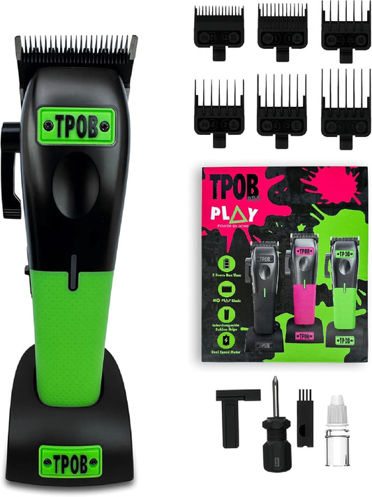 TPOB Barber Hair Clippers for Men - 7500 RPM Power with Comfortable Rubber Grips | Black/Green/Pink