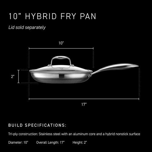HexClad Hybrid Nonstick 10-Inch Frying Pan - Stay-Cool Handle, Dishwasher Safe & Oven Safe Up to 900°F