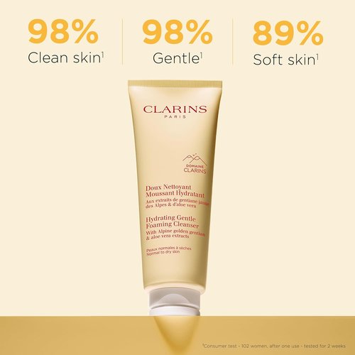 Clarins Hydrating Gentle Foaming Face Cleanser - Soothes & Softens with Aloe Vera | Soap-Free for Normal to Dry Skin