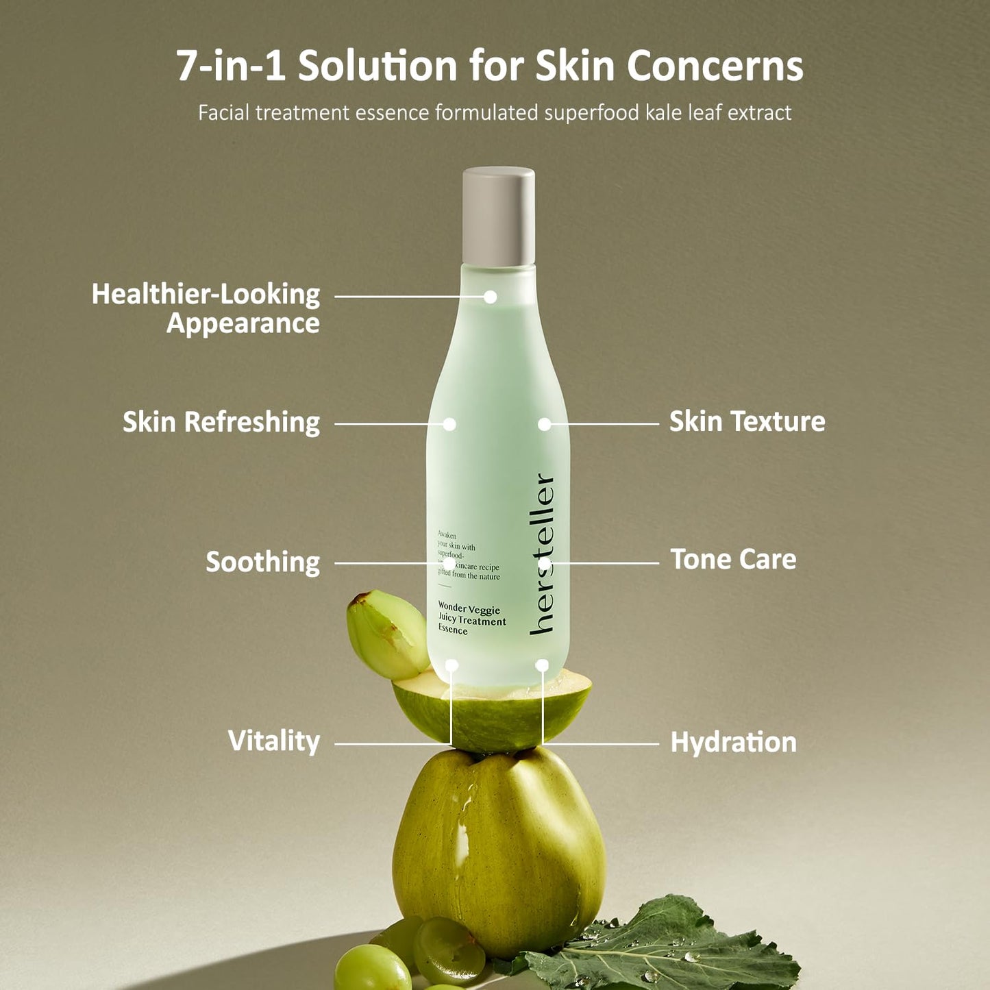 Hersteller Wonder Veggie Juicy Treatment Essence 150ml, 5.07 Fl Oz Superfood Kale Leaf Extract Vegan Facial Skin Hydrating Soothing Korean Skincare