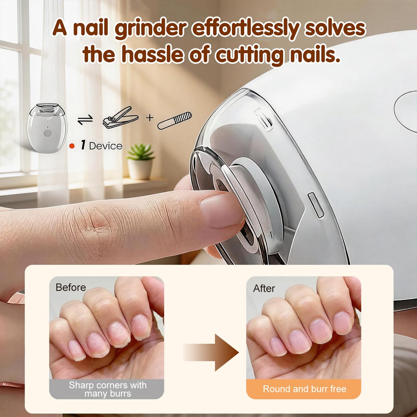 2026 Upgrade Electric Automatic Nail Clippers,Automatic Fingernail Grinder Nail Trimmer with LED Light & 3 Speeds,360° Silent Fingernail Cutter and Polishing Trimmer for Seniors Adults Baby