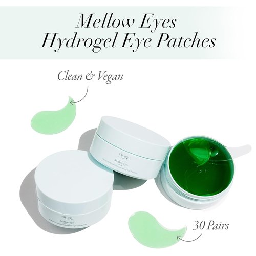 PÜR MINERALS Hydrogel Under Eye Patches - Hydrate, Plump & Brighten with Hemp Seed Oil | 30 Pairs