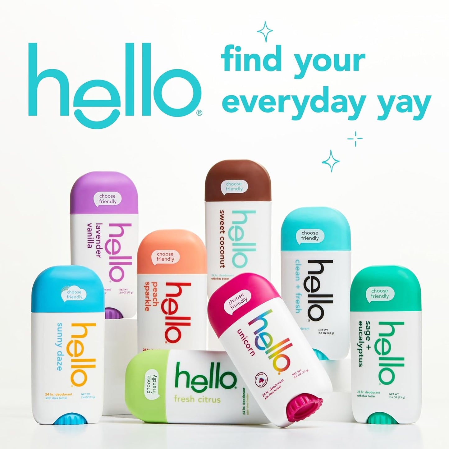 Hello Unicorn Aluminum-Free Deodorant - 24-Hour Freshness with Shea Butter | Baking Soda Free, 2.6 oz Stick