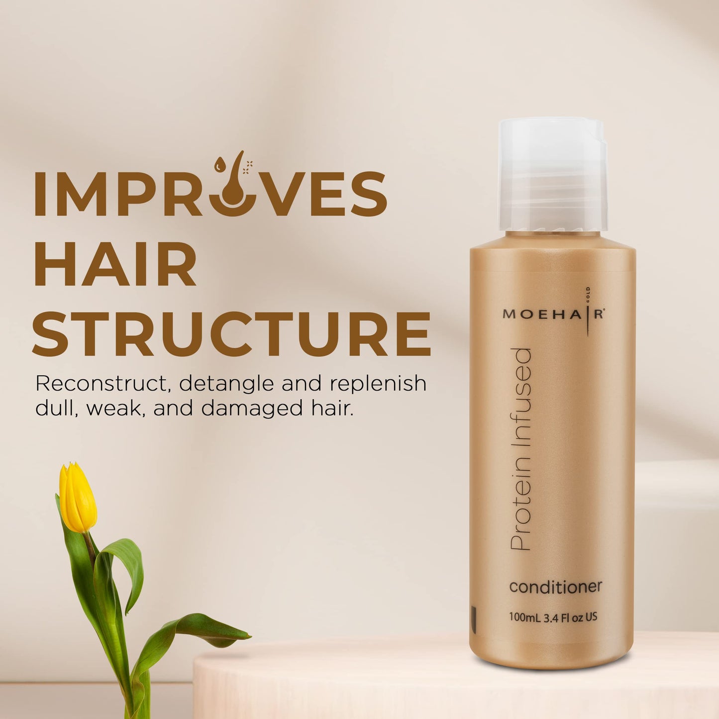 MOEHAIR Travel Protein Infused Conditioner Travel size 3.4 Fl Oz | Hair Conditioner for Dry, Frizzy & Chemically Treated Hair | For Colored Hair | Color Safe Conditioner for all Hair Types