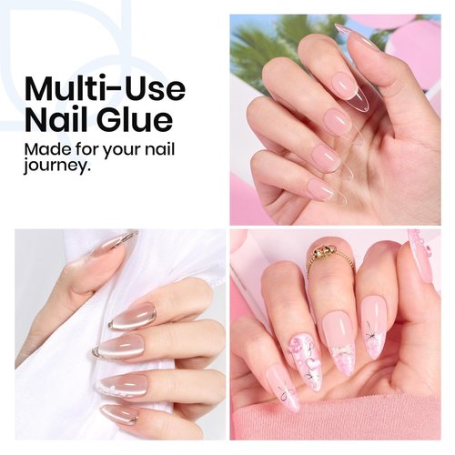 Beetles 2Pcs 15ml HEMA-Free Nail Glue Gel for Acrylic Nail Tips & Clear Press On Nails, TPO Free Super Strong U V Nail Glue for Nail Extensions, Skin-Friendly, DIY Long Lasting Nail Gel Kit
