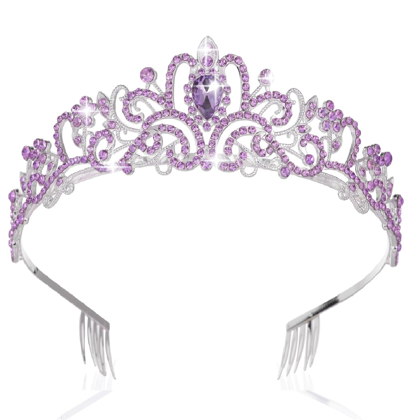 Kamirola - Crystal Tiara Crowns For Women Girls Princess Elegant Crown with Combs Women's Headbands Bridal Wedding Prom Birthday Party Headbands for Women(Silver Purple)