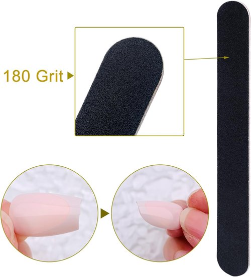 HeeYaa Nail File Set - 10 Professional Double-Sided 100/180 Grit Emery Boards | Black Manicure & Pedicure Tools
