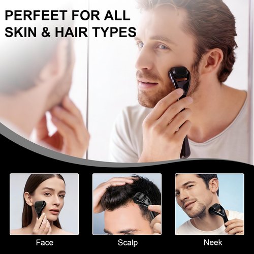 Derma Roller 540 Stainless Steel Black Microneedling Roller Facial Skin Care Home Use for Face Beauty Massage Tools