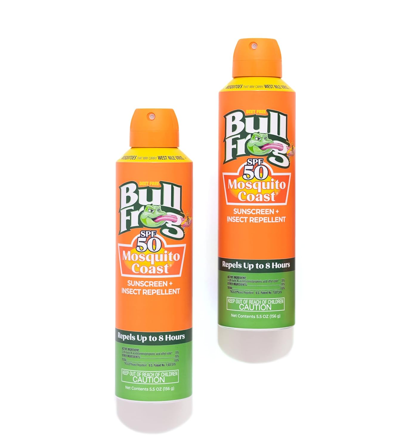 Bullfrog Mosquito Coast Sunscreen SPF 50 - Insect Repellent Continuous Spray, 5.5oz, 2-Pack