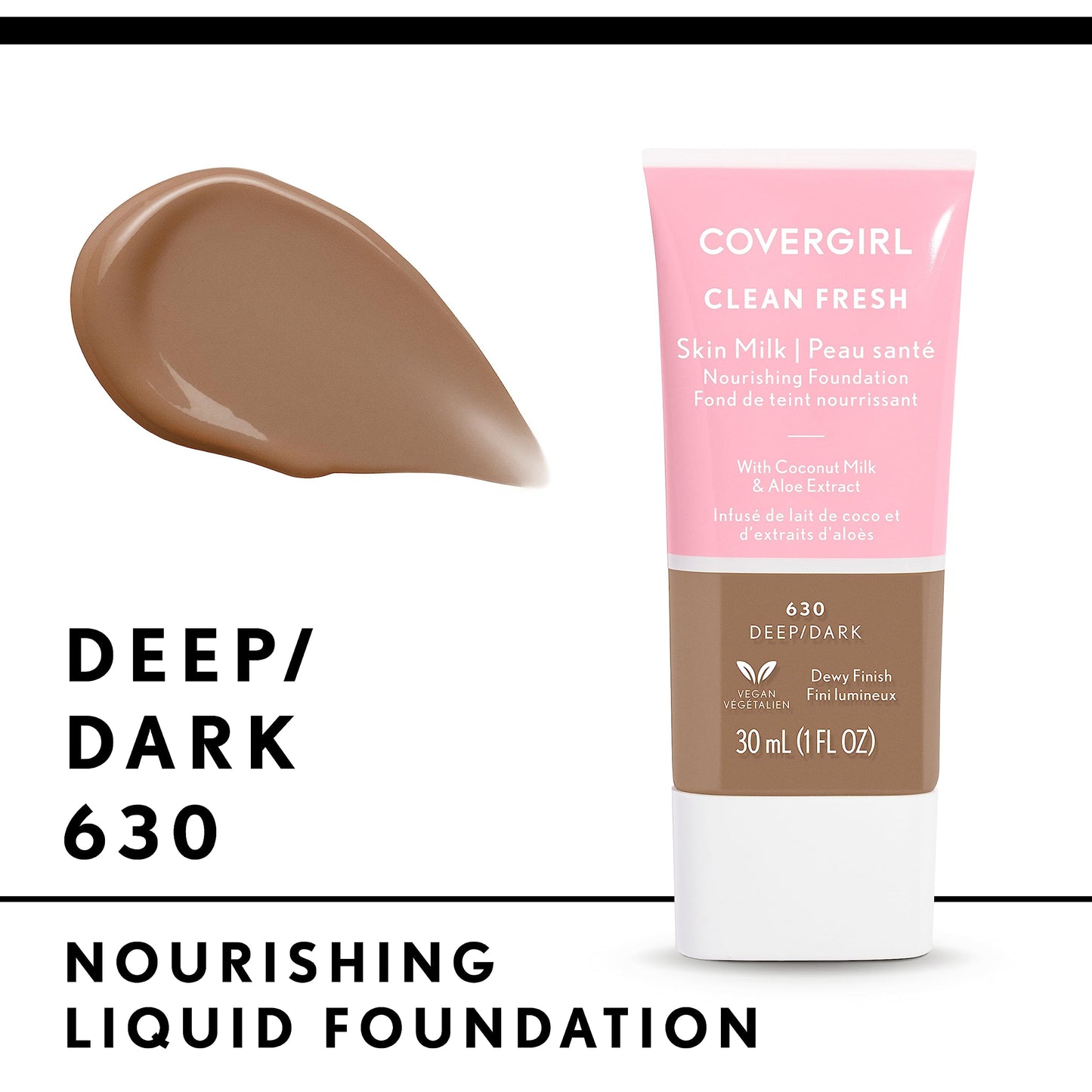 COVERGIRL, Clean Fresh Skin Milk Foundation, Deep/Dark, 1 Count (packaging may vary)