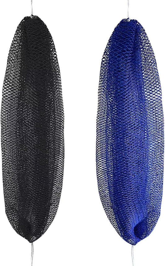 Skiennix African Net Sponge - 2PCS Exfoliating Body Scrubber | Blue & Black Bath Loofah for Smooth Skin