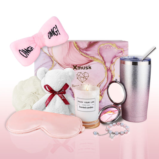 Birthday Gifts for Women, Spa Gifts Set 8Pcs for Mom, Wife, Girlfriend, Sister, Friends, Her, Relaxing Spa Gifts Basket Self Care Gifts For Christmas, Valentine's Day, Mother’s Day Gifts(GSP-PINK)
