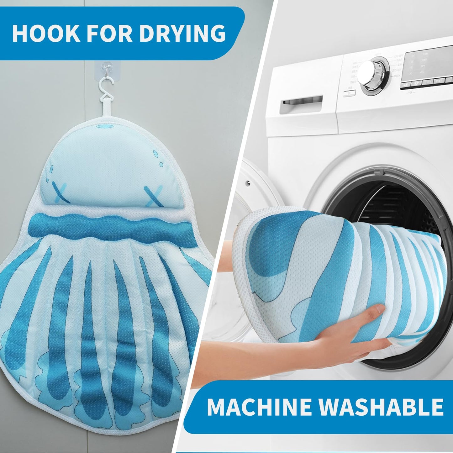 MANDREX Bath Pillow, Bath Pillow for Tub, Luxury Bathtub Pillow for Neck and Back Support,4D Mesh Fabric and Non-Slip Suction Cups,Relaxing Bath Accessories for Women and Men,Fits All Bathtubs