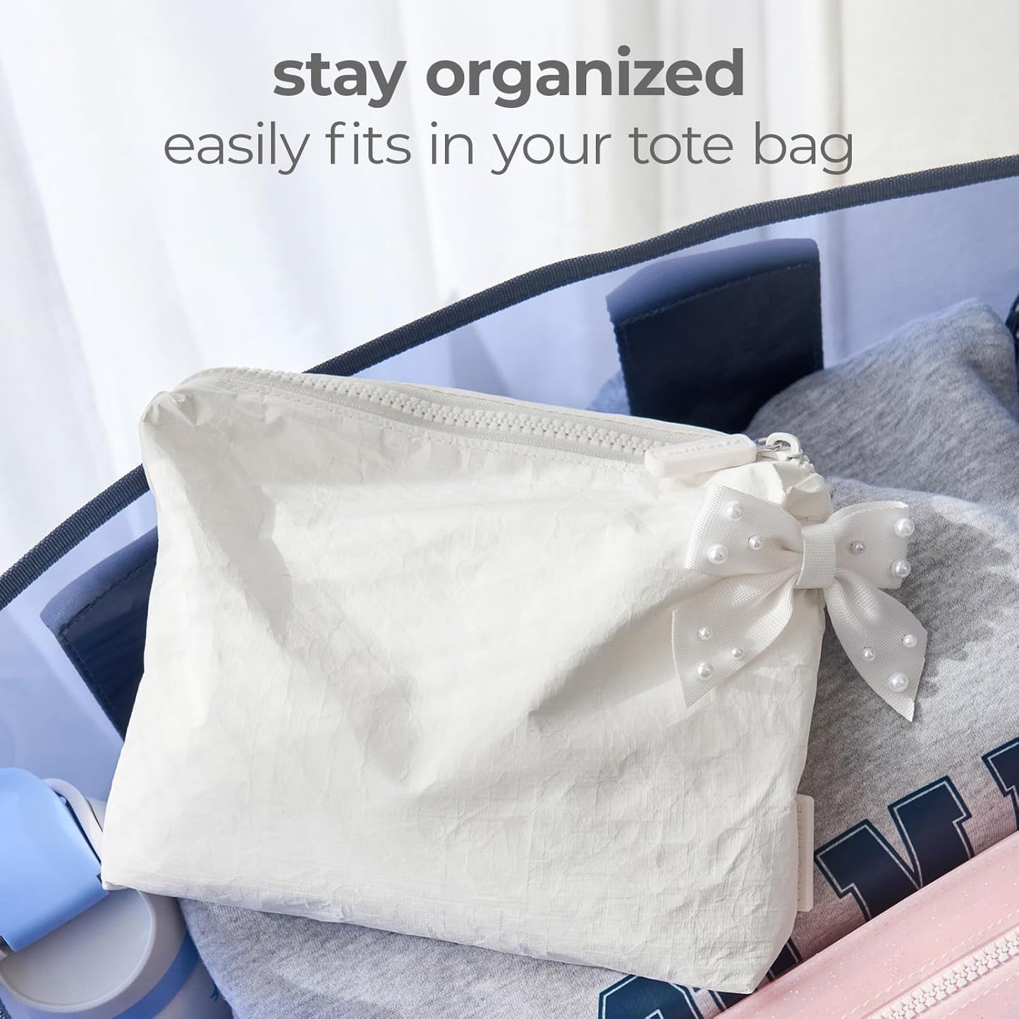 Case-Mate Essential Crinkle Makeup Bag - Waterproof Zipper Pouch for Travel & Toiletries