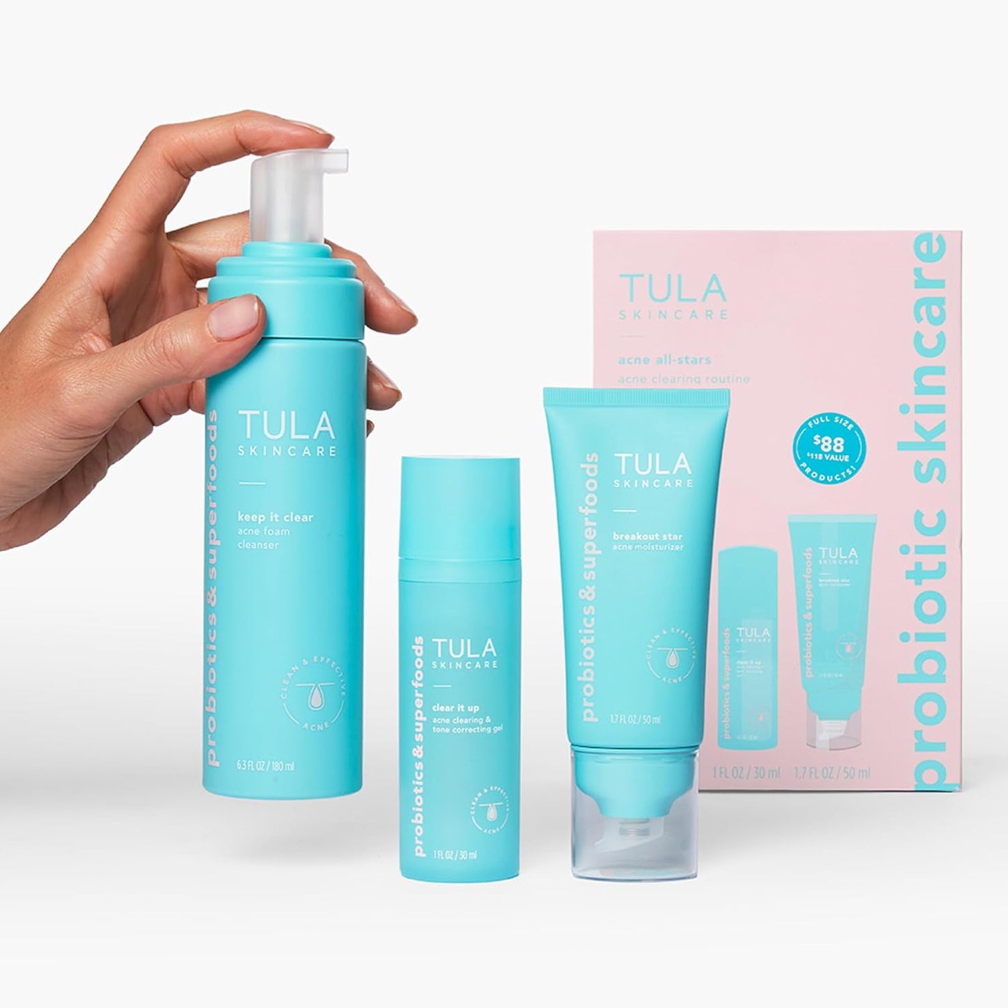 TULA Skin Care Acne Heroes | Level 3 Acne Clearing Routine - Gentle & Effective 3-Piece Kit for Breakouts