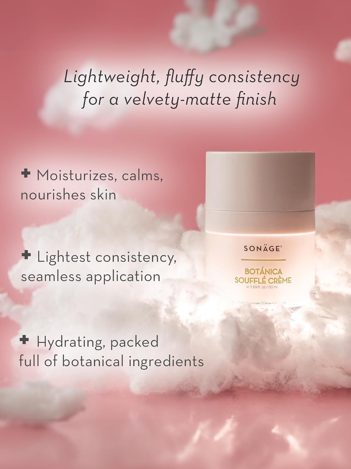 SONAGE Botanica Souffle Cream - Lightweight Nourishing Daily Moisturizer | Enhances Hydration & Restores Skin Barrier