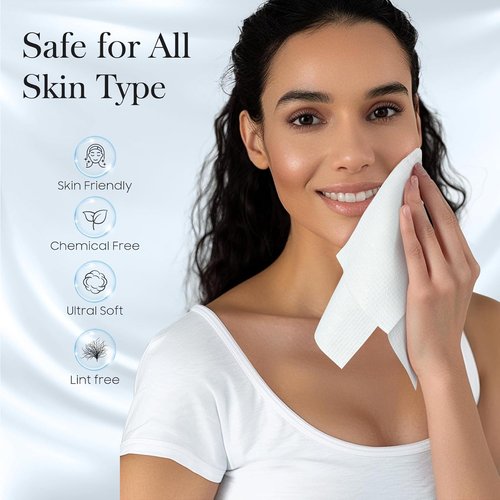 Fygrip XL Disposable Face Towels - 50 Count, 10” x 12”, Soft & Skin-Friendly Viscose Fiber Wipes