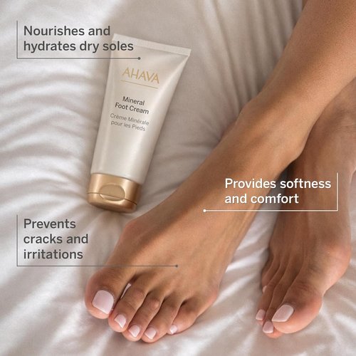 AHAVA Dead Sea Water Mineral Foot Cream - Nourishes & Hydrates Dry Feet | Prevents Cracks & Irritations