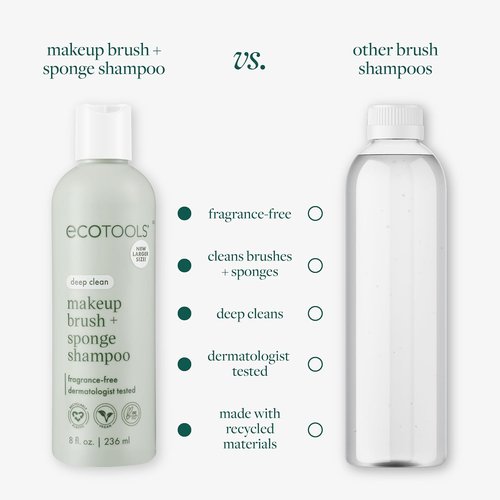EcoTools XL Makeup Brush & Sponge Shampoo - Fragrance-Free, Vegan & Cruelty-Free, 16 fl. oz.