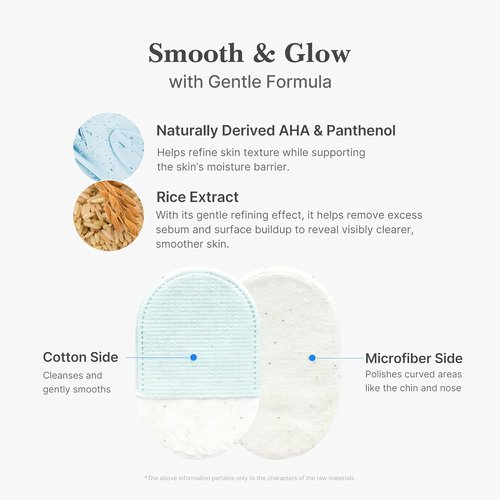 Medicube Zero Pore Peel Pads - Smoothing Mitt for Face & Body | Rice Extract & Natural AHA | 8 Double-Sided Organic Cotton & Microfiber Pads for Clear Skin