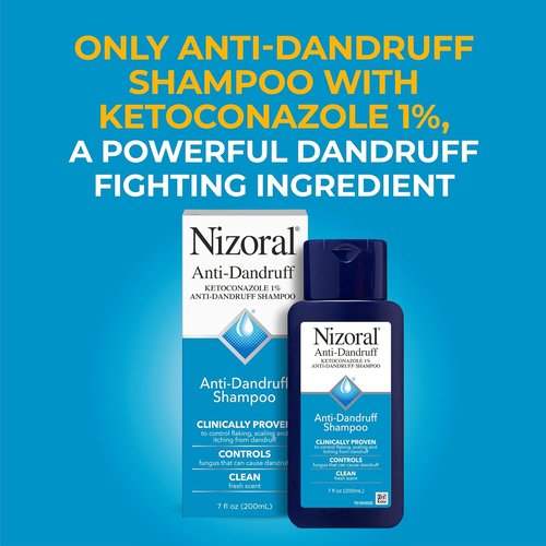 Nizoral Anti-Dandruff Shampoo - 1% Ketoconazole Formula for Effective Relief | Fresh Scent, 7 Fl Oz