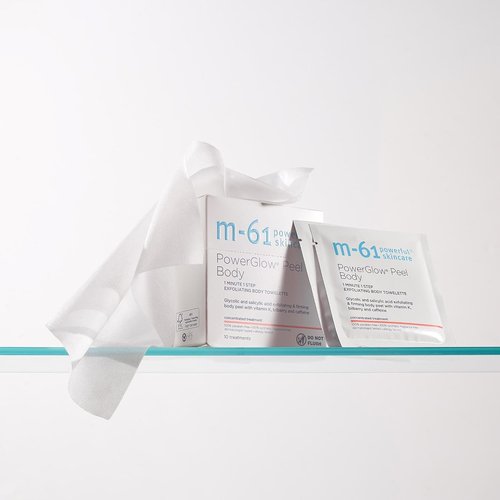 M-61 PowerGlow Peel Body Towelette - 15% Glycolic & Salicylic Acid Exfoliant | Firm & Resurface | 10 Individually Wrapped Treatments