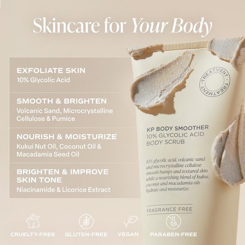 Saltair KP Body Scrub - 10% Glycolic Acid Treatment with Volcanic Sand | Fragrance-Free Exfoliator, 10oz