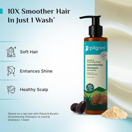 Pilgrim Patuá & Keratin Hair Smoothing Shampoo - Anti-Frizz Formula for Soft, Shiny Hair | Sulfate-Free | 6.76 Fl Oz (200ml)