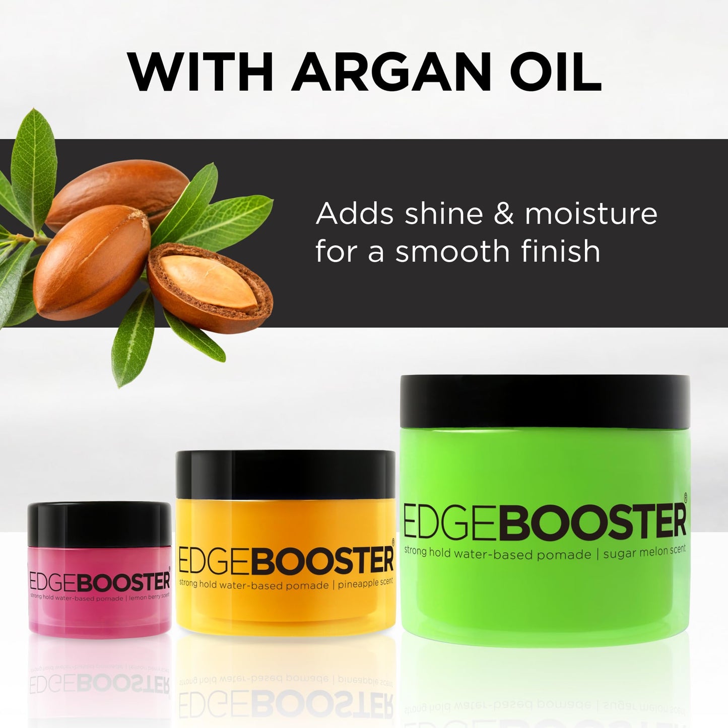 Style Factor Edge Booster Strong Hold Water-Based Pomade | Formulated with Argan Oil for Moisture & High Shine | Long Lasting Edge Control Gel | Acacia, 3.38 oz