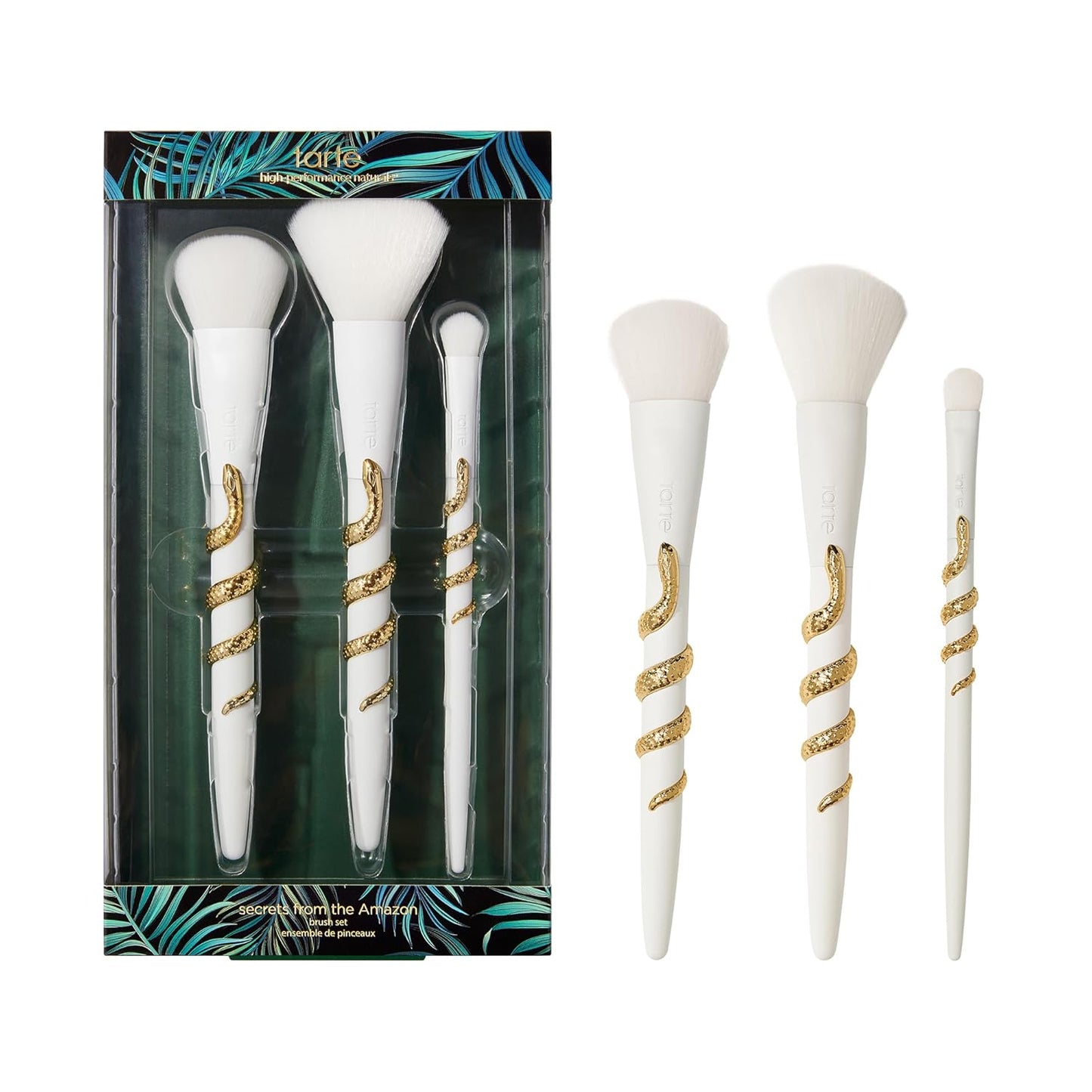 Tarte Secrets From The Amazon Brush Set - Vegan & Cruelty-Free Makeup Brushes for Cheek, Eyeshadow & Complexion