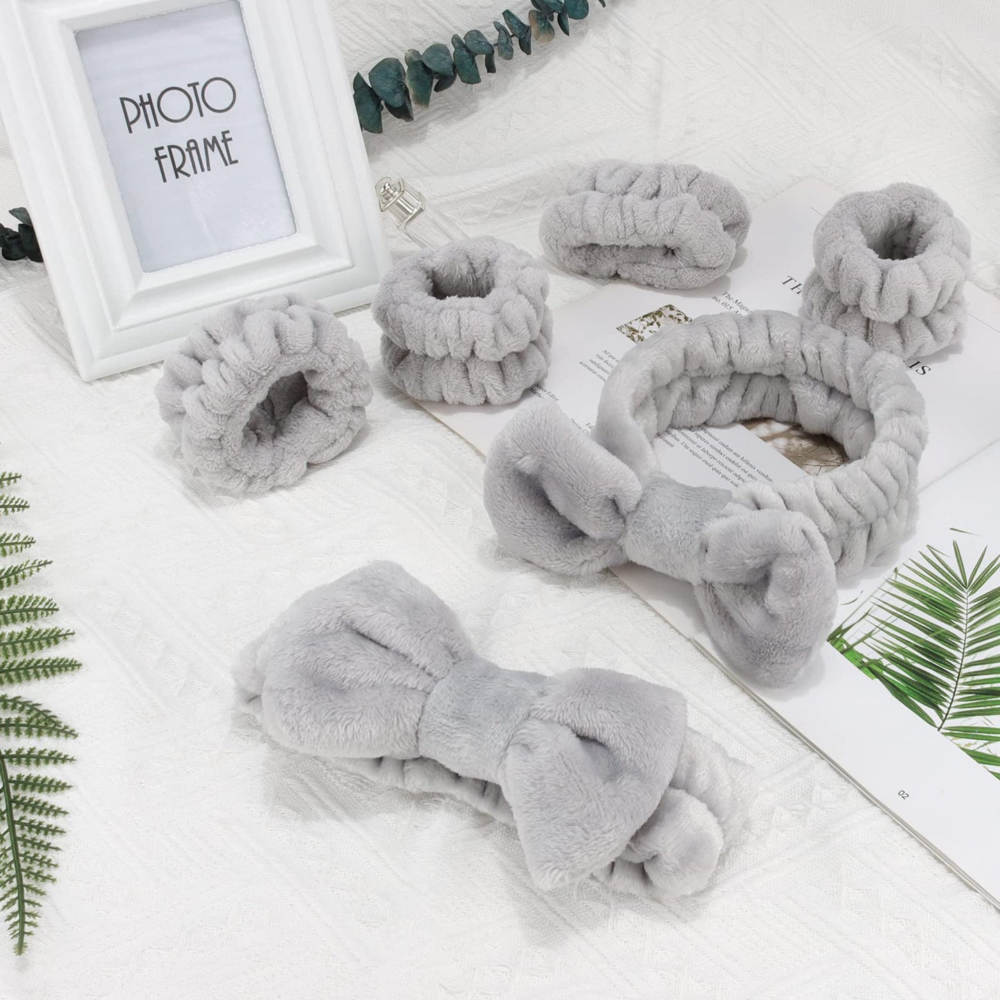 WHAVEL 6PCS Spa Headband and Wristband Set, Face Wash Headband Makeup Skincare Headband Wrist Bands for Washing Face