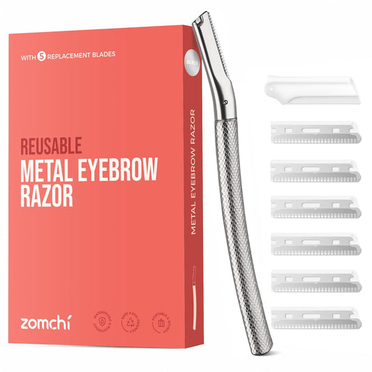 ZOMCHI Eyebrow Razor - Precision Face Trimmer for Women & Men | 6-Blade Facial Shaver in Silver
