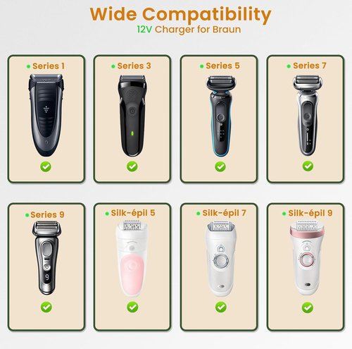 Braun Charger Cord - Compatible With Series 9, 8, 7, 6, 5, 3 Shavers | 12V 400mA Power Supply