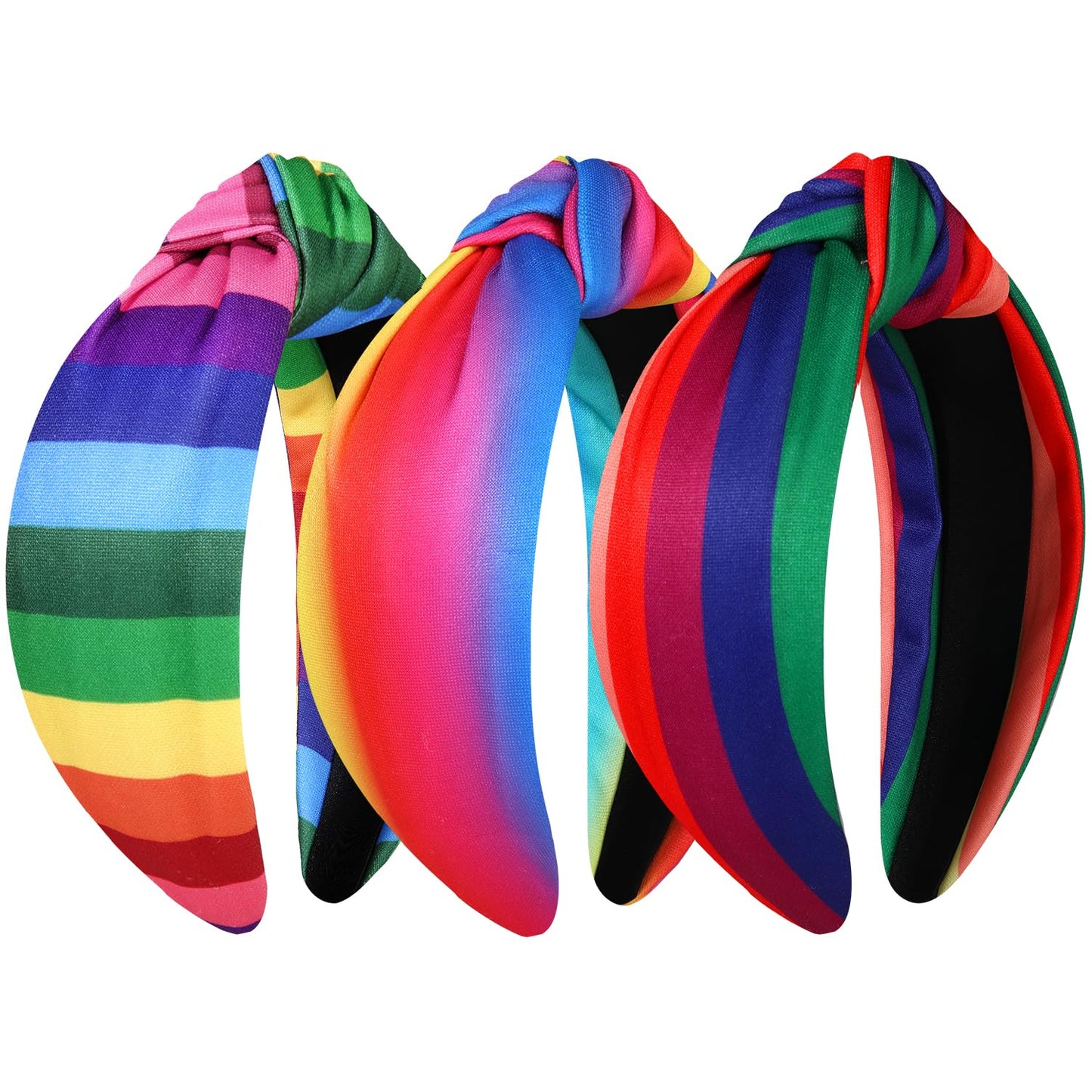 JERTOCLE Pride Headband Holiday Headband Accessories for Women LGBTQ Rainbow Heart Knotted Headband Pride Month Headwear Party Decorations Gifts (Rainbow Stripe)