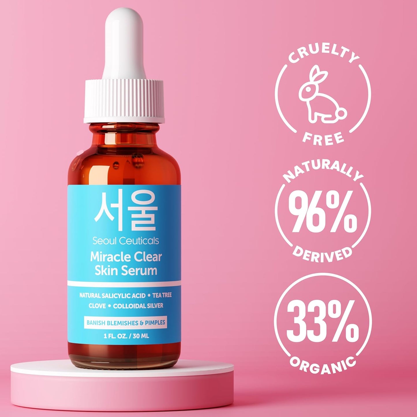 SeoulCeuticals Acne Serum - Rapid Action Skin Care Treatment with Salicylic Acid & Tea Tree | 1oz