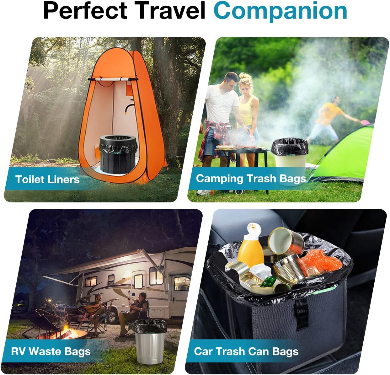 TRIPTIPS Portable Toilet Bags - Leak-Proof 8 Gallon Waste Bags for Camping, Hiking & Travel