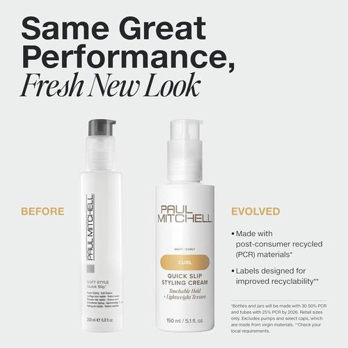 Paul Mitchell Quick Slip Styling Cream - Faster Styling & Touchable Hold for Curly/Wavy Hair | 5.1 fl. oz