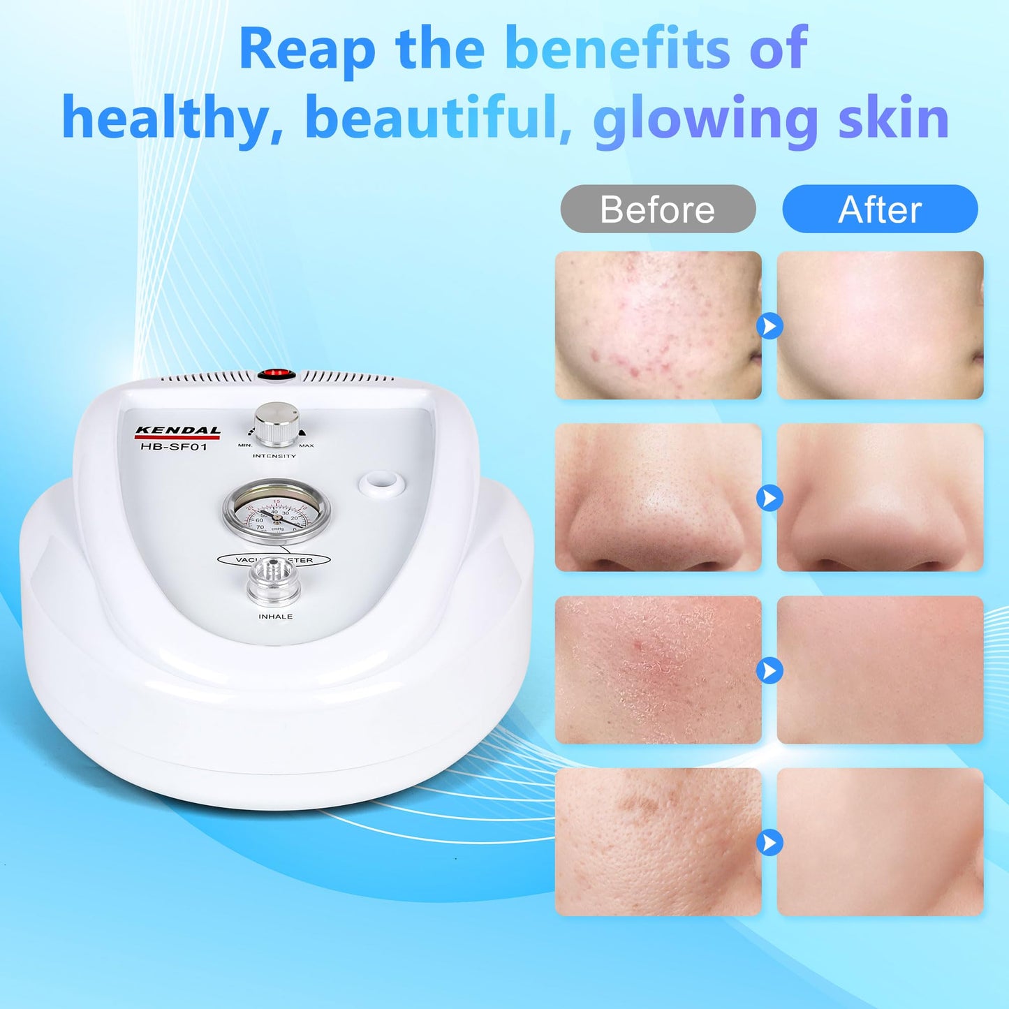 Diamond Microdermabrasion Machine, Kendal Professional Dermabrasion Facial Spray Skin Care Device, Vacuum Blackhead Removal and Spray Moisturizer, Esthetician Supplies, Also for Home Skin Care