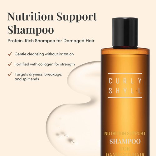 CURLYSHYLL Nutrition Support Shampoo - Collagen & Grain Protein Care for Damaged Hair | 330ml