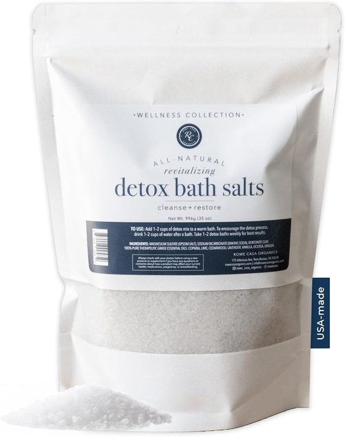 Rowe Casa Organics Detox Bath Salts - Health-Boosting Magnesium & Bentonite Clay | 35 Oz Natural Bath Soak for Relaxation