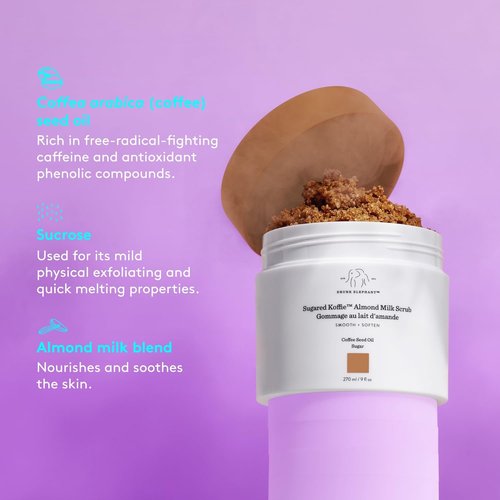 Drunk Elephant Sugared Koffie Almond Milk Body Scrub - Exfoliating Coffee & Sugar Blend - 270 ml/9 fl oz