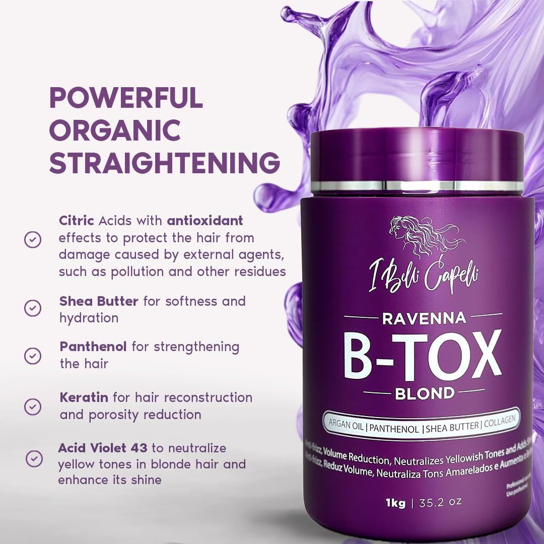 I Belli Capelli Ravenna Hair B-tox Treatment - Formaldehyde-Free, Anti-Frizz, Deep Hydration | 35.2 oz (1kg)