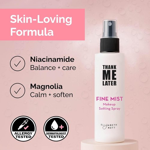 Elizabeth Mott Thank Me Later 3-in-1 Dewy Makeup Setting Spray - Hydrating Fine Mist with Niacinamide for Radiant Skin - Lightweight, Oil-Free, 95 mL