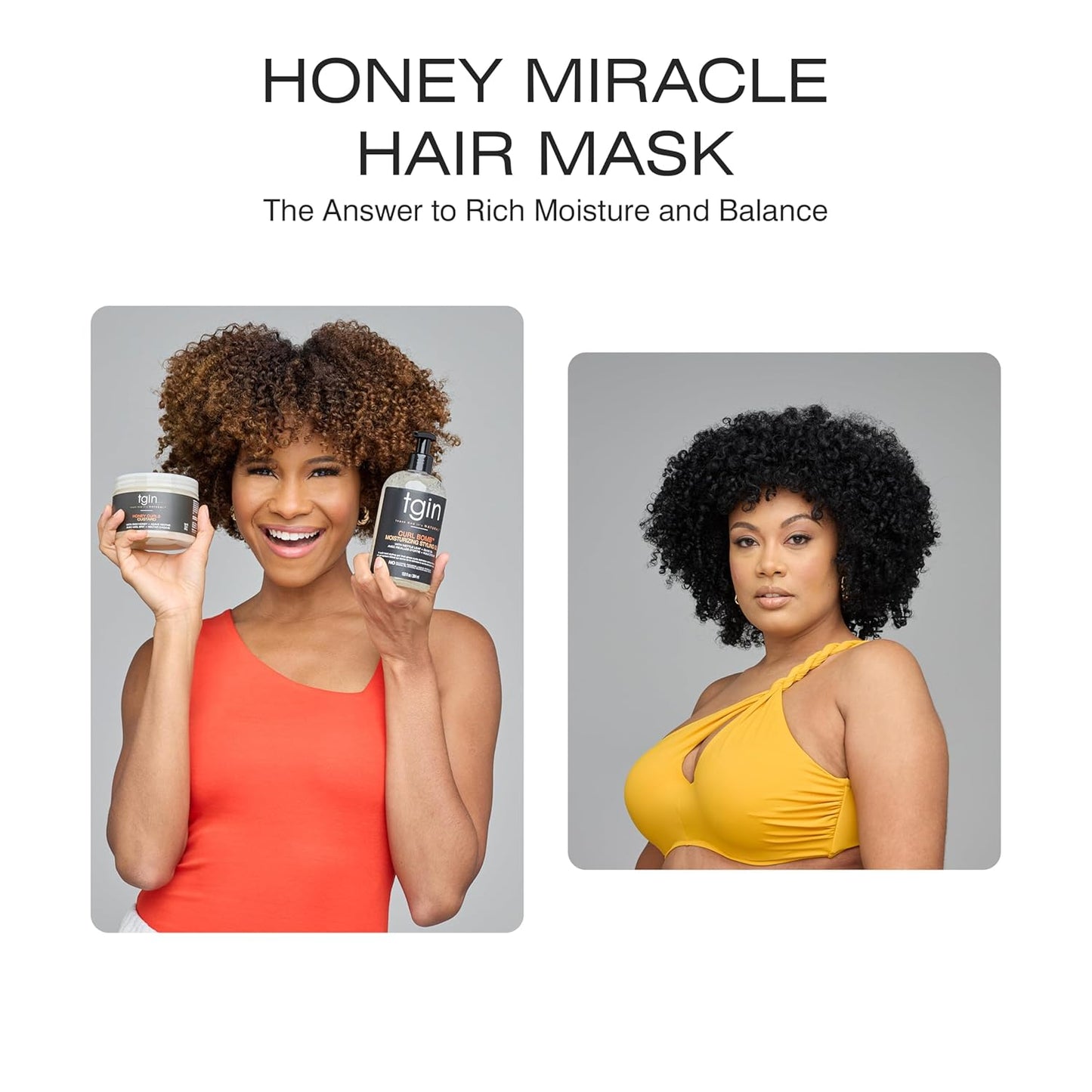 TGIN Honey Miracle Hair Mask - Deep Conditioner for Natural, Dry, Curly 3C & 4C Hair - 12 Oz
