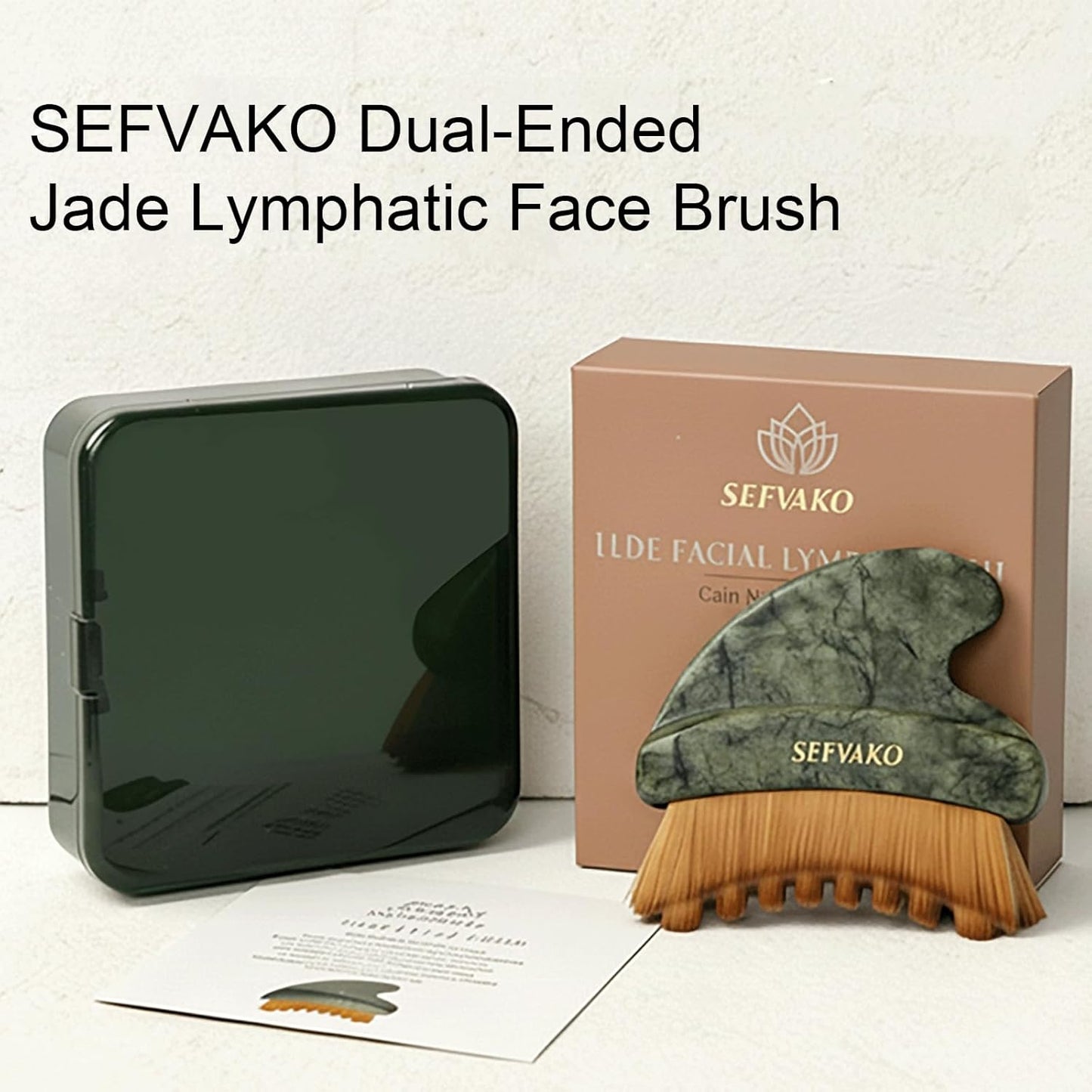 Skiennix Lymphatic Contour Face Brush - Dual-Ended Dry Brush & Cool-Touch Jade Gua Sha Edge | Ultra-Soft Bristles for Sculpting & Relaxation