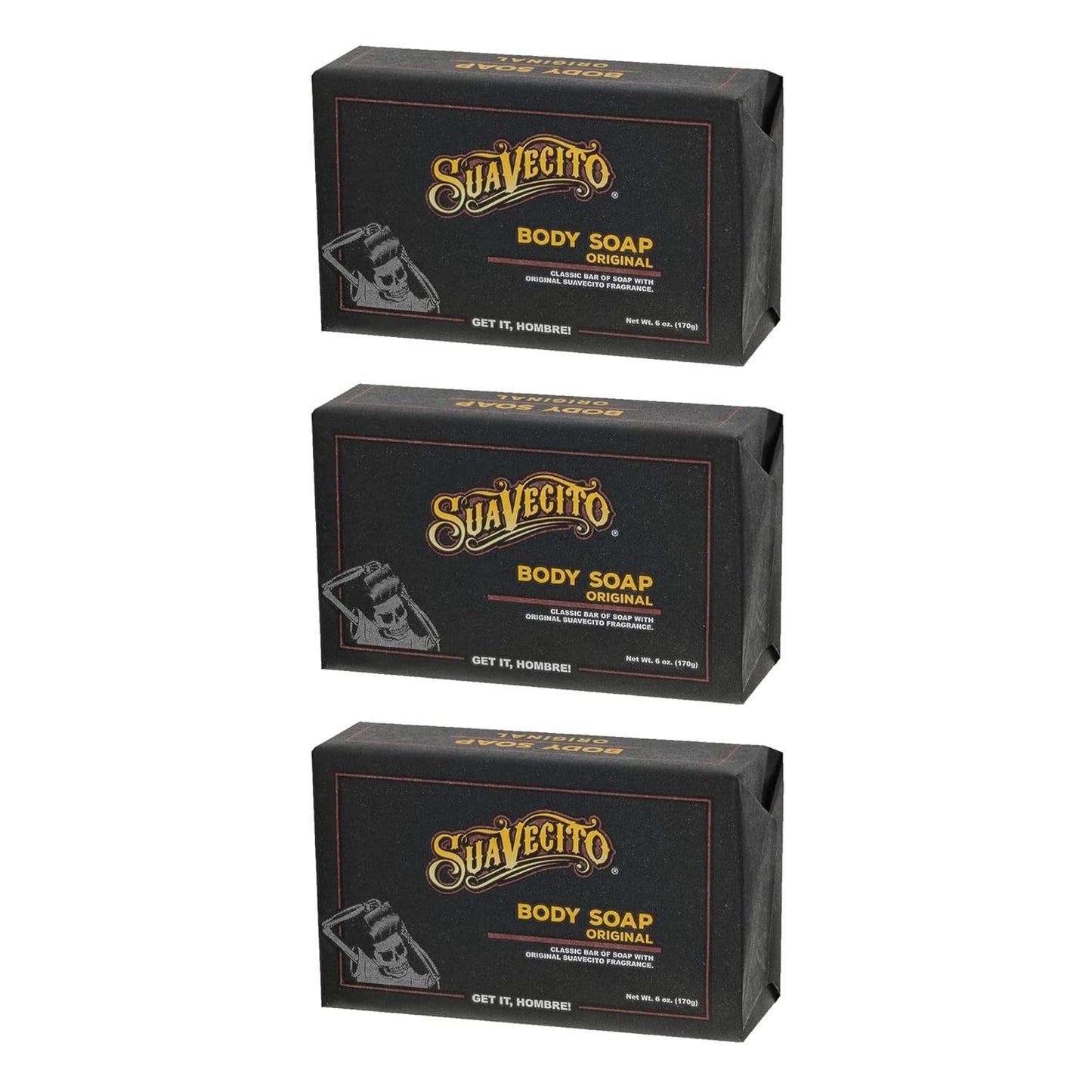 Suavecito Body & Hand Soap Bars - Moisturizing Formula with Masculine Original Fragrance | 6 oz, 3-Pack