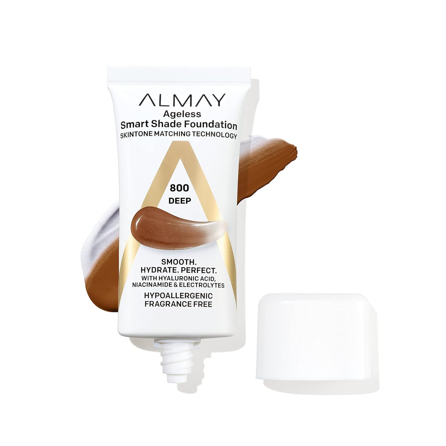 Almay Anti-Aging Foundation - Smart Shade Makeup with Hyaluronic Acid & Vitamin C, 800 Deep, 1 Fl Oz